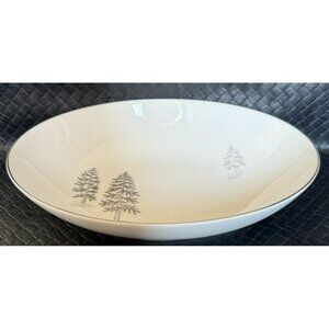 Fukagawa Japan Arita Silver Tree #224 Serving Bowl Hand Painted 10 3/8”x 7 5/8”